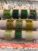 Plain Motifs Glass Raindrop Stone Bangles Combo Set (10 Dozen) Green Colour | Sawan Teej Special Indian Bangles Set for Women