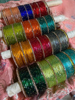 New Rain drop Glass Bangles 12 Colors with 28 Golden BanglesTraditional Indian Bangles Set, Bridal Bangle Elegant Indian Traditional Chudi Set for Bridal & Festive Wear
