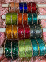 New Rain drop Glass Bangles 12 Colors with 28 Golden BanglesTraditional Indian Bangles Set, Bridal Bangle Elegant Indian Traditional Chudi Set for Bridal & Festive Wear