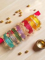 Indian New Kashmiri Ghunghroo Bangles with Raindrop Design 8 Color Set | Bridal Bangle Set | Traditional Indian Jewellery Bangles Set