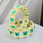 Emerald Green Gold Plated Kundan Stone Work Bridal Bracelet Set For Wedding