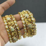 Elephant Inspired Kundan Traditional Kada Bracelet Set For Women