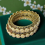 Flower Design Gold Toned Bridal Kada Set For Wedding