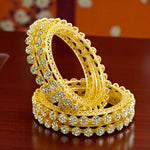 Gold Plated Floral Design Wedding Kada Set For Women