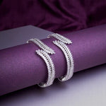 Cascading Twilight Rhodium Silver Finish Bangle Kada Set