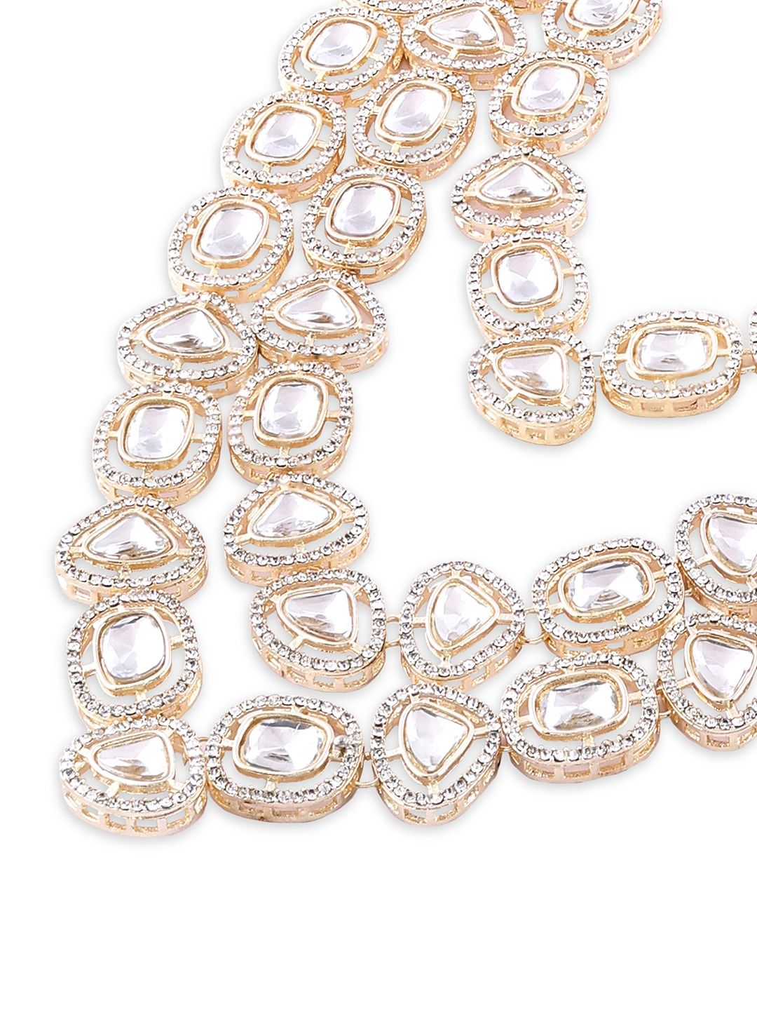 White Gold-Plated Layered Necklace and Earrings