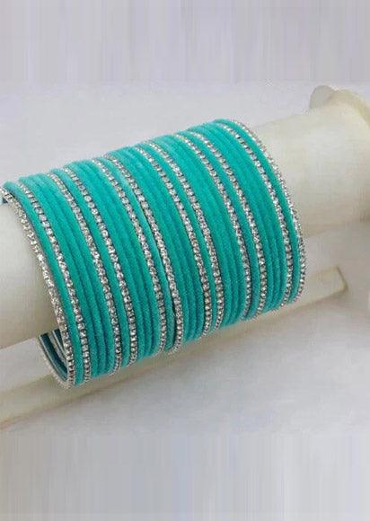 Indian Bangles with Velvet Diamond finish, Indian Bangles, Wedding jewelry, CZ bangles, colorful bangles set 32 bangles, bollywood jewelry - Libasaa