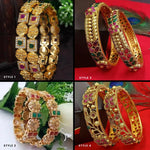 Golden Matte finish Kada Bangles Set, 22k Gold Plated, Traditional Indian, Gift for Her, Wedding Jewelry, Bridesmaid Gift, Set of 2 Psc - Libasaa