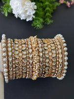 Indian Pearl bangles set with stone work kada, Indian bangles, Wedding jewelry, festive colorful bangles size 2.4/6/8/10 set for 2 - Libasaa
