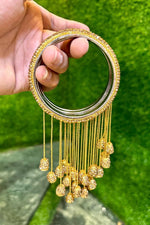 Latkan Golden Silver Crystal Stones 4 Psc hanging bangles ethnic party wear bangles, Latkan bangles, Tassel Bangle, Indian bangles - Libasaa