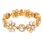 Flower Shape Kundan Bracelet, Stones & White Kundan Chain Bracelet, Indian traditional bracelet, Bollywood Indian Jewelry | Gifts for Her - Libasaa