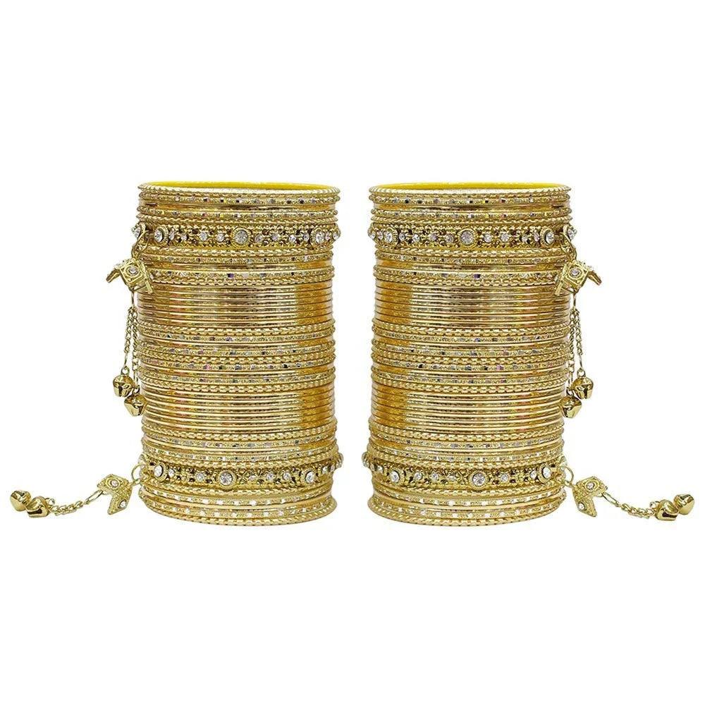 Indian Bangles, Indian Bangle Set, Bridal bangles, Traditional Brass Non Precious Metal Bangle Set For Women & Girls - Libasaa