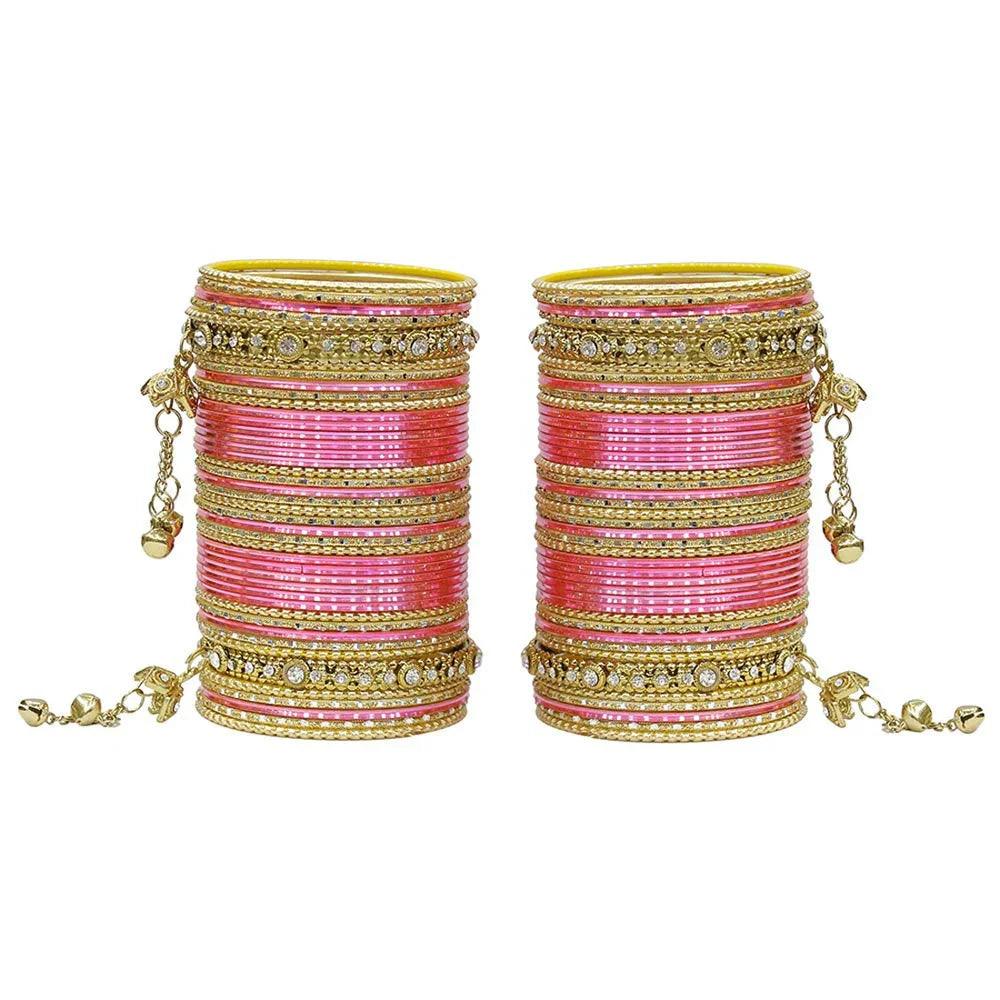 Indian Bangles, Indian Bangle Set, Bridal bangles, Traditional Brass Non Precious Metal Bangle Set For Women & Girls - Libasaa