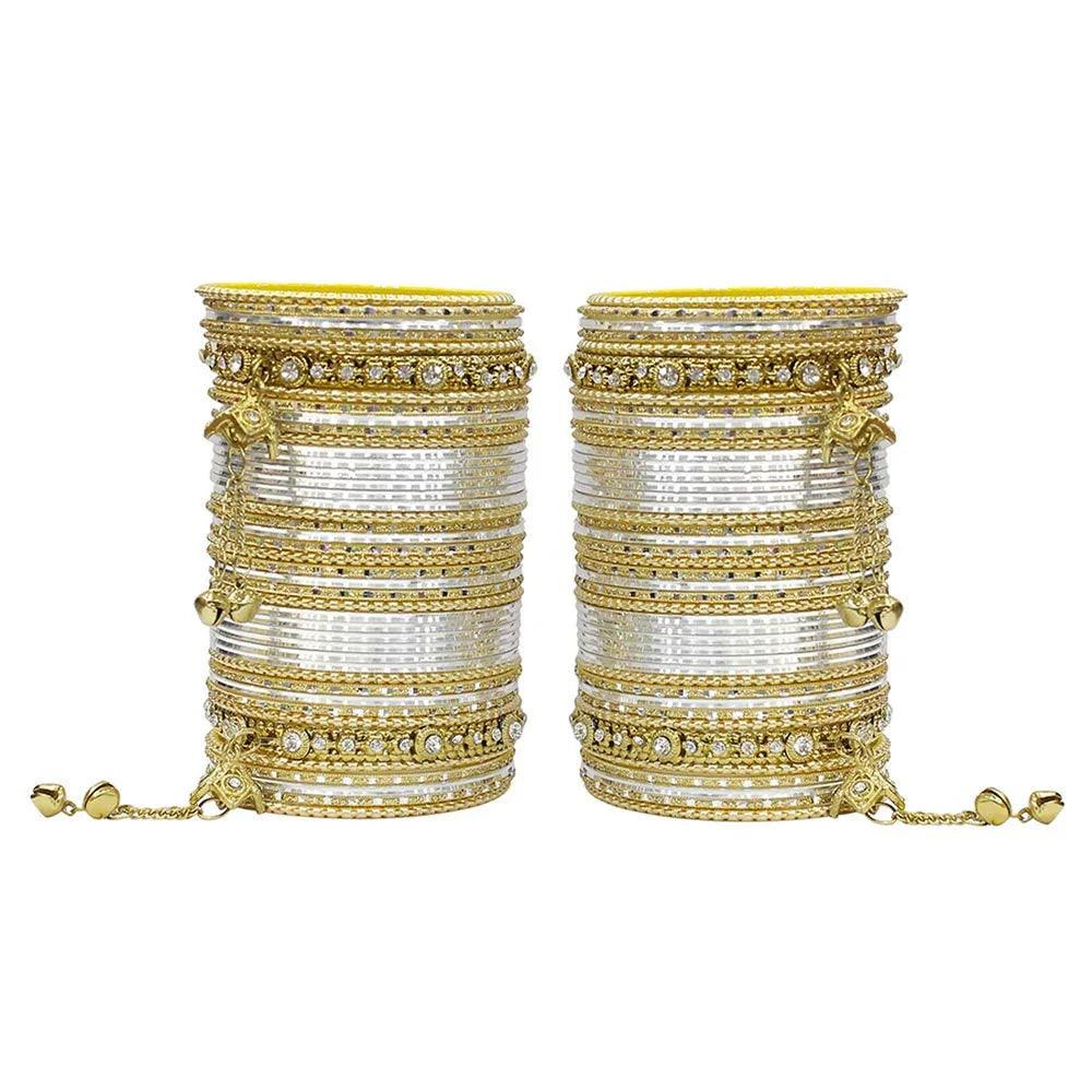 Indian Bangles, Indian Bangle Set, Bridal bangles, Traditional Brass Non Precious Metal Bangle Set For Women & Girls - Libasaa