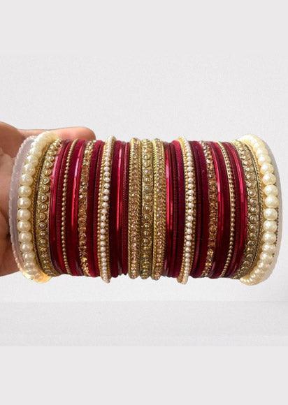 Bangles With Stone & Pearl Work Wedding Bangles Indian Jewelry - Libasaa