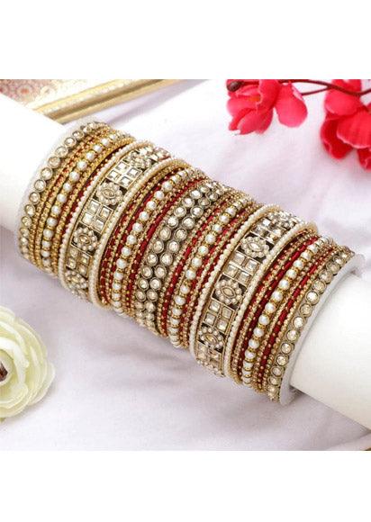 Rich Texture Bangle Set with Silk thread Bangles, Bridal bangles, Bridal Choora Set Wedding Eid Karwachauth Navratri Bollywood Choora - Libasaa