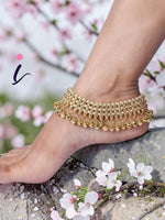 Traditional Belly Dance Payal Anklet for Women | Golden Plated Indian Anklet | Ethnic Tribal Boho Foot Jewellery