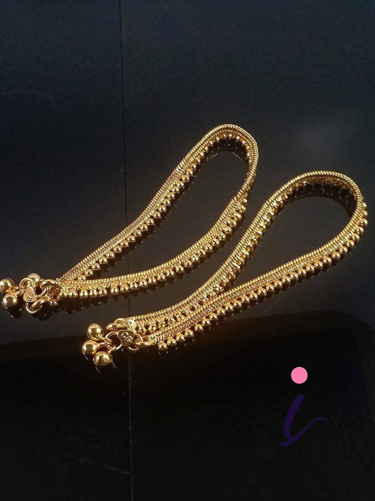 Thin Gold Plated Brass Kolusu Ghungroo Anklet for Women | Traditional Indian Payal | Ethnic Wedding & Party Wear Jewellery