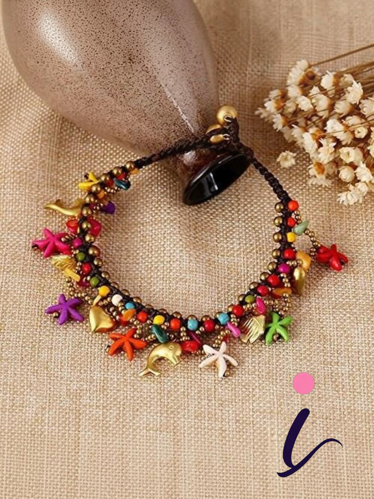 Bohemian Starfish Charms Beaded Bracelet Cum Anklet Pair for Women | Beach Shell Boho Foot & Hand Jewellery