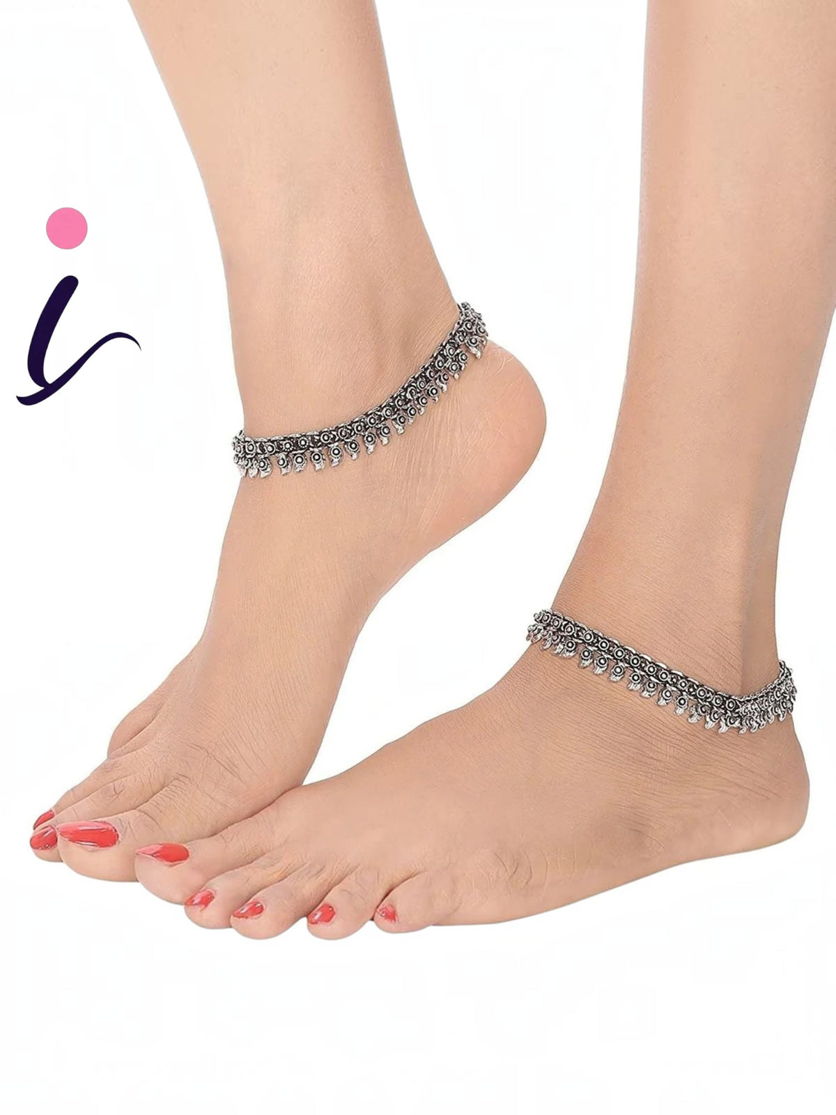 Silver anklets Jewellery Payal Traditional Stylish Anklets, Indian anklets, Silver Ankle Bracelet for Women & Girls (Antique Silver)