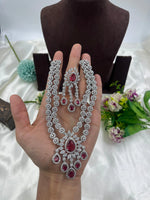 Floral Silver-Plated Drop Necklace Set with Matching Earrings | Indian Jewellery Designer Necklace Set