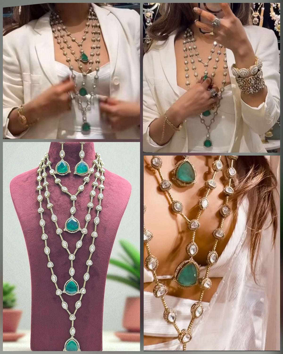 Majestic Maharani Mint Victorian Layered Necklace – Royal Bridal & Party Wear Jewelry - Libasaa.com