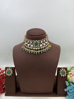 Green Soverian Polki Kundan Choker Necklace Set – Bridal & Party Wear Jewelry