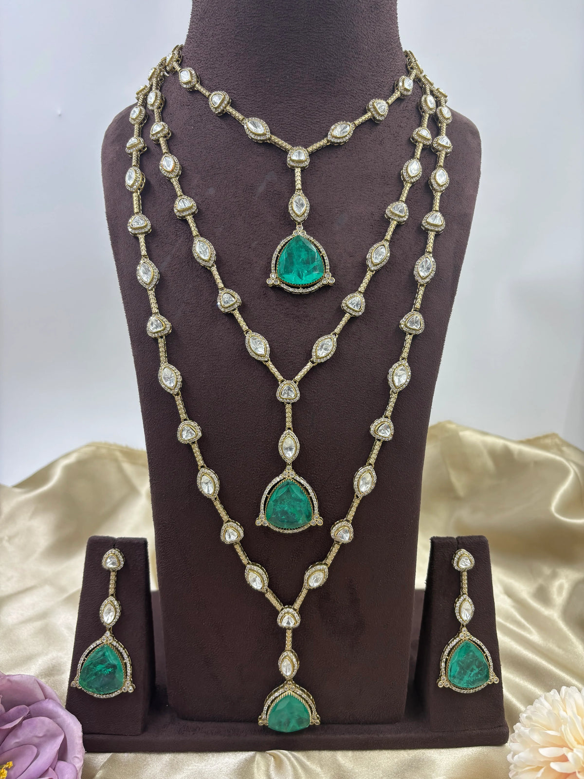 Majestic Maharani Mint Victorian Layered Necklace – Royal Bridal & Party Wear Jewelry