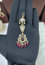 Mohini Antique Premium Moissanite Kundan Necklace Set with Earrings & Maang Tikka – Bridal & Party Jewelry