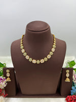 Gold-Tone Floral Necklace Set with Jhumki Earrings – Elegant Ethnic Jewelry