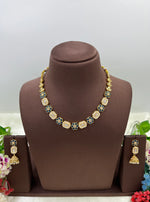 Gold-Tone Floral Necklace Set with Jhumki Earrings – Elegant Ethnic Jewelry