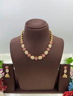 Gold-Tone Floral Necklace Set with Jhumki Earrings – Elegant Ethnic Jewelry