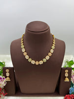 Gold-Tone Floral Necklace Set with Jhumki Earrings – Elegant Ethnic Jewelry