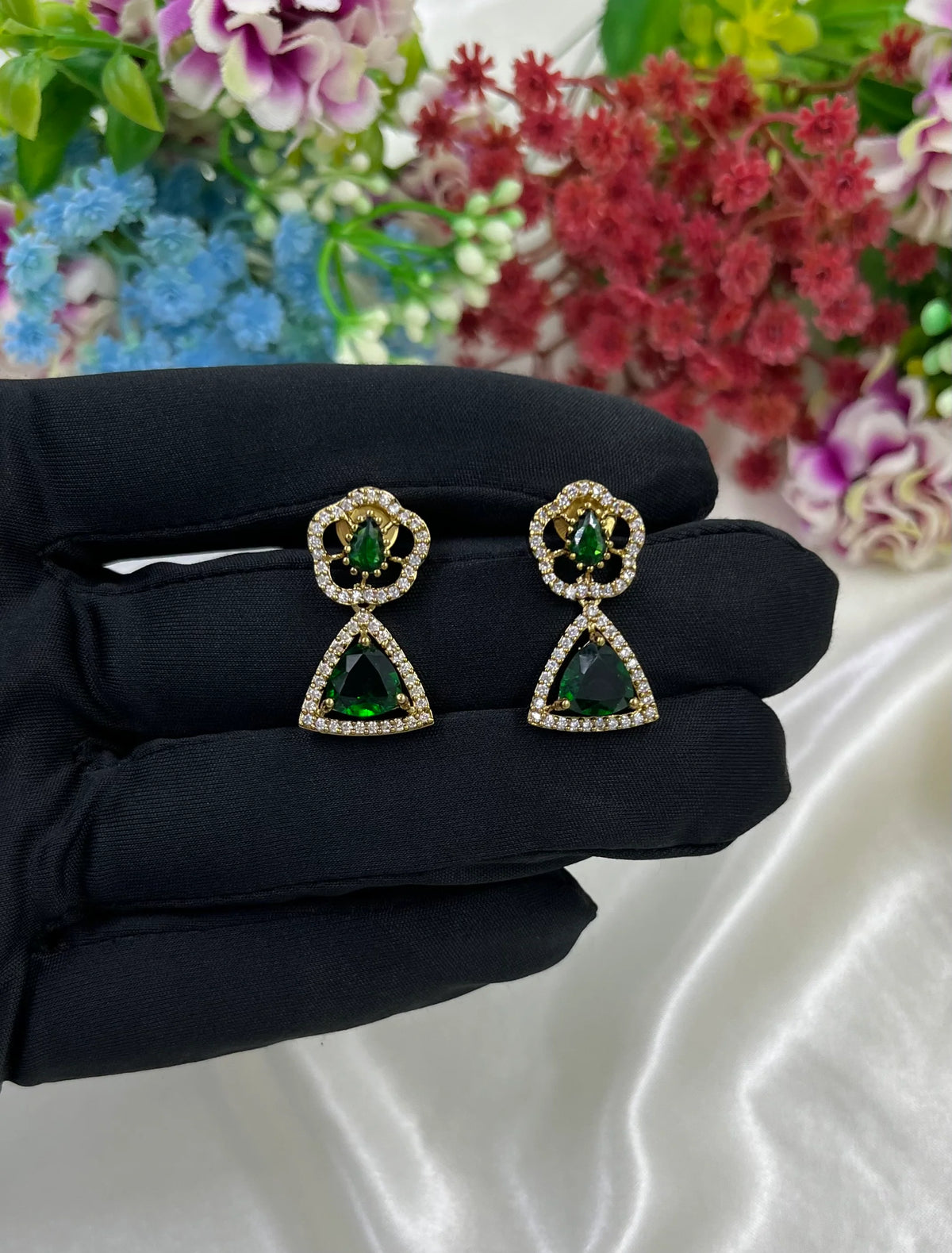 Green Victorian Hasli Necklace Set with Earrings – Bridal & Festive Jewelry