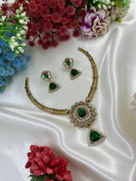 Green Victorian Hasli Necklace Set with Earrings – Bridal & Festive Jewelry