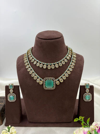 Victorian Double Layered Necklace Set – Elegant Bridal & Party Jewelry