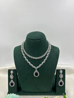 Sparkling Diamond CZ Necklace Set – Elegant Bridal & Party Jewelry