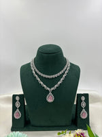 Sparkling Diamond CZ Necklace Set – Elegant Bridal & Party Jewelry