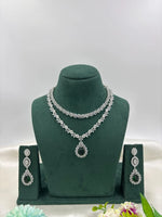 Sparkling Diamond CZ Necklace Set – Elegant Bridal & Party Jewelry