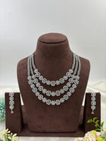 Three Layer Palki American Diamond Necklace – Bridal & Party Wear Jewelry