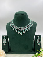 V-Shape American Diamond Necklace Set with Earrings – Elegant Party & Bridal Jewelry