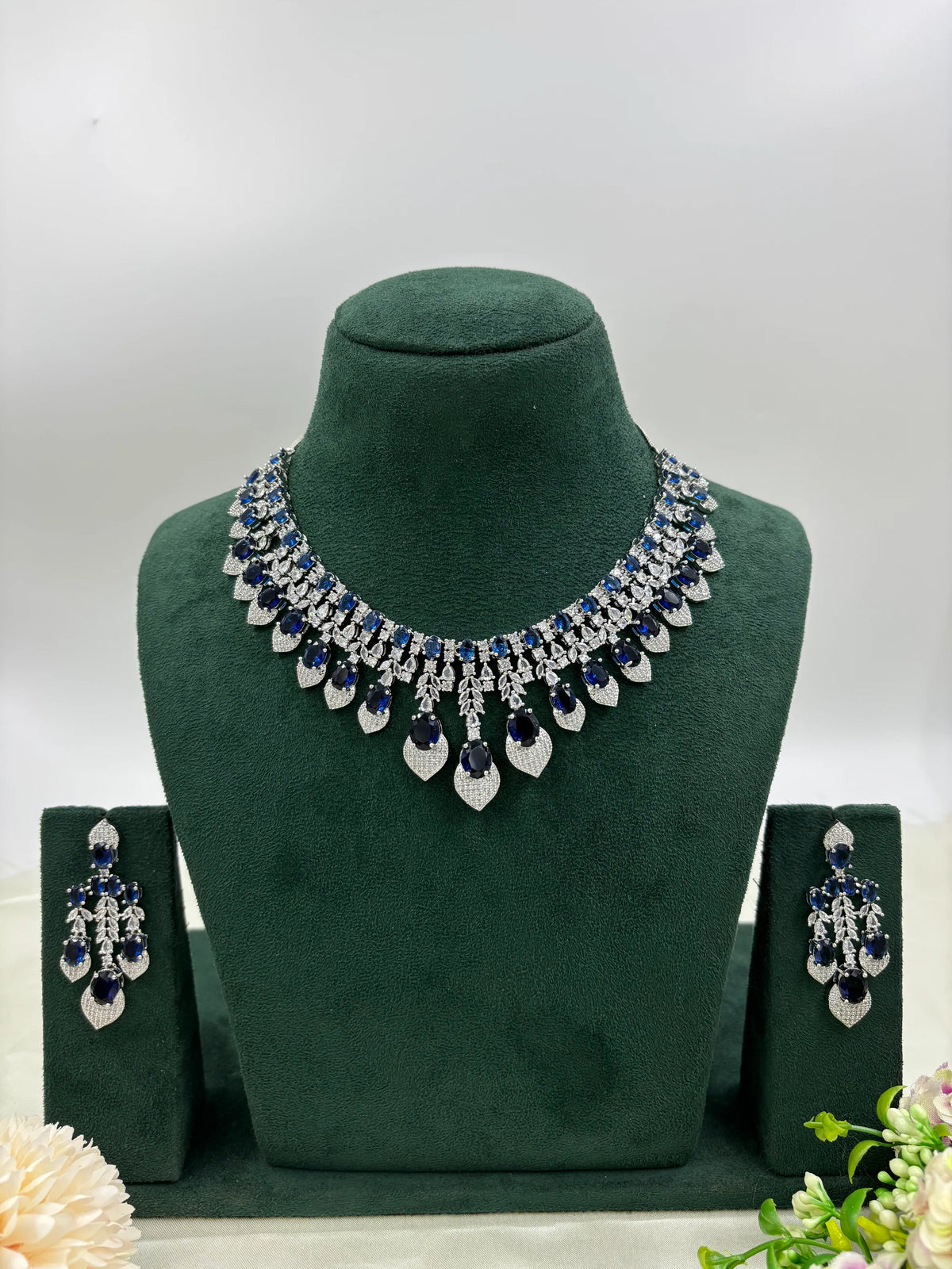 V-Shape American Diamond Necklace Set with Earrings – Elegant Party & Bridal Jewelry