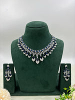 V-Shape American Diamond Necklace Set with Earrings – Elegant Party & Bridal Jewelry
