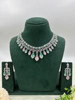 V-Shape American Diamond Necklace Set with Earrings – Elegant Party & Bridal Jewelry