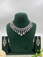 V-Shape American Diamond Necklace Set with Earrings – Elegant Party & Bridal Jewelry