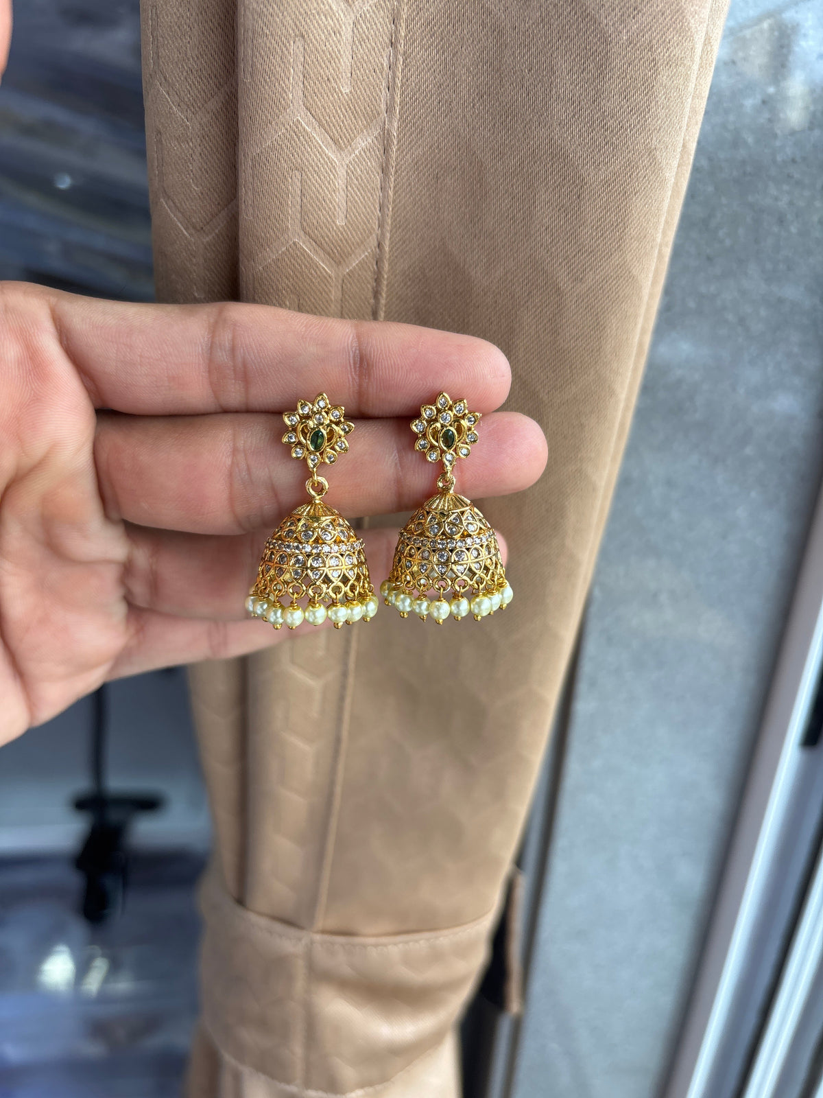 Traditional Temple Jewelry Nagas Necklace Set with Jhumki Earrings