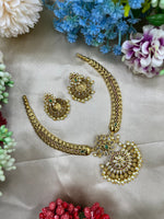 Traditional Temple Jewelry Nagas Necklace Set with Jhumki Earrings