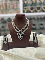 Floral Silver-Plated Drop Necklace Set with Matching Earrings | Indian Jewellery Designer Necklace Set