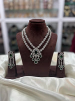 Floral Silver-Plated Drop Necklace Set with Matching Earrings | Indian Jewellery Designer Necklace Set