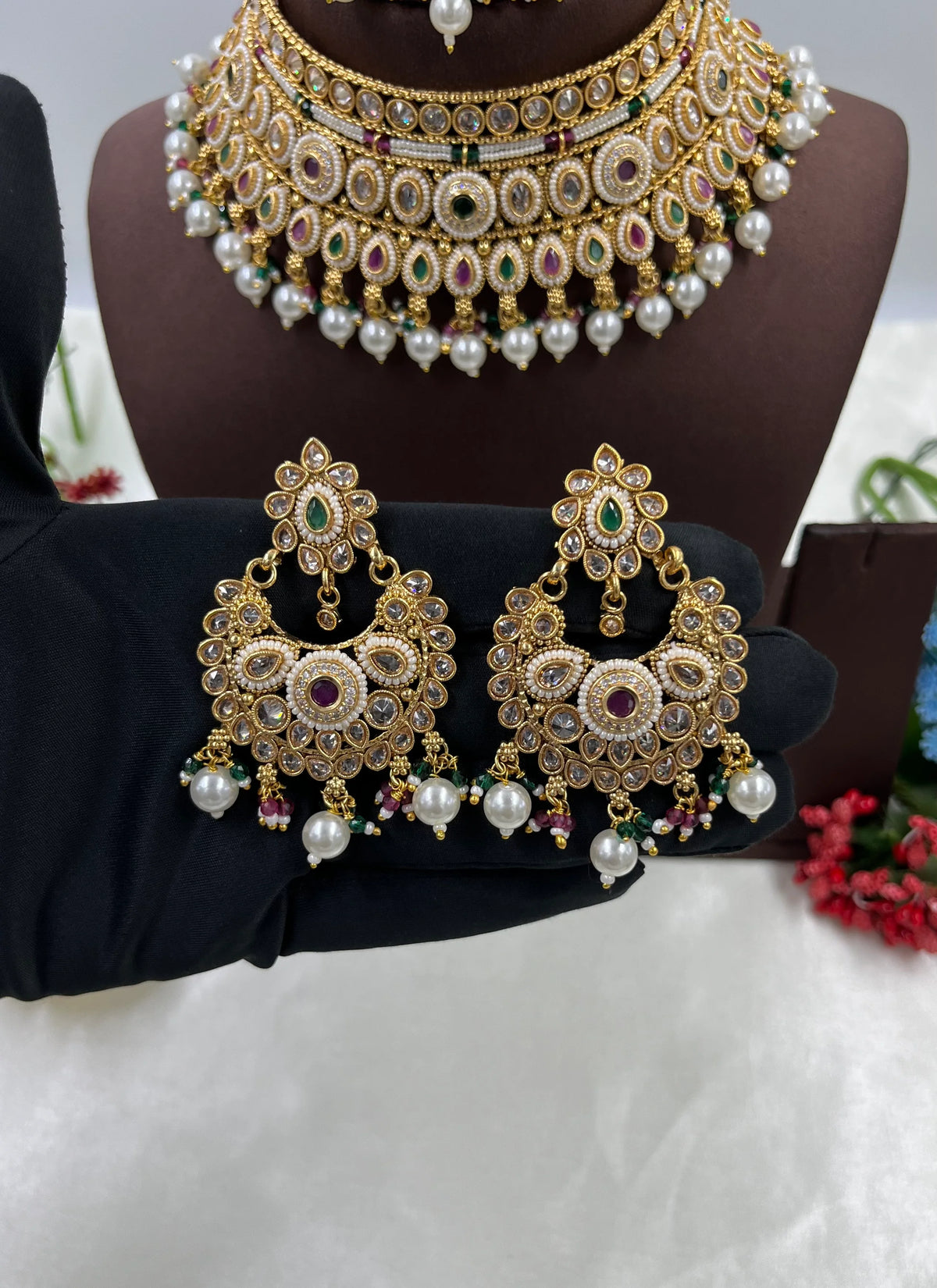 Traditional Choker Necklace Set with Maangtika & Earrings – Royal Bridal